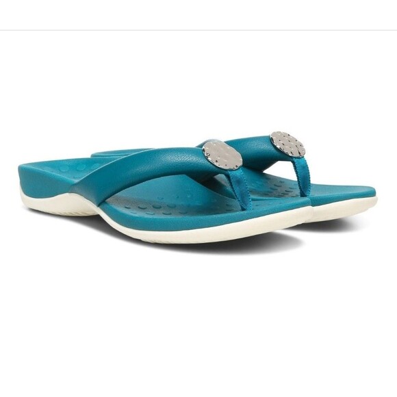 Vionic Womens 9 Lida Thong Post Sandal Arch Support Nile Blue Flip-flops - Picture 5 of 10
